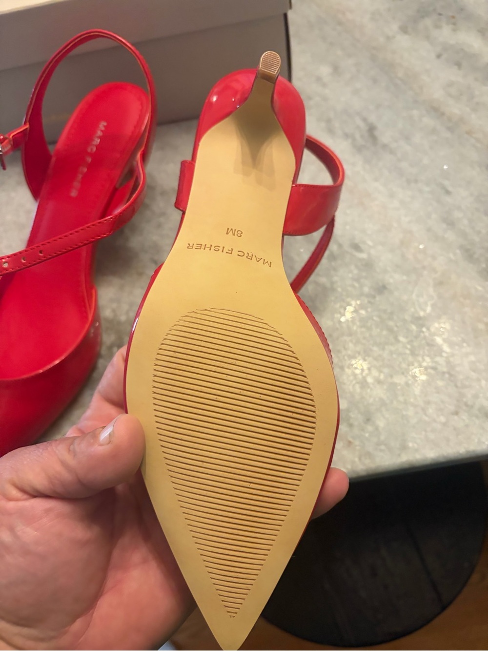 Like New Marc Fisher Red Slingback Heels - Size 8 - Picture 9 of 13